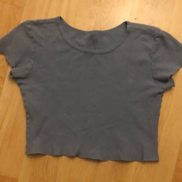 Brandy Melville Tops - J Galt Brandy Melville ribbed gray blue crop top